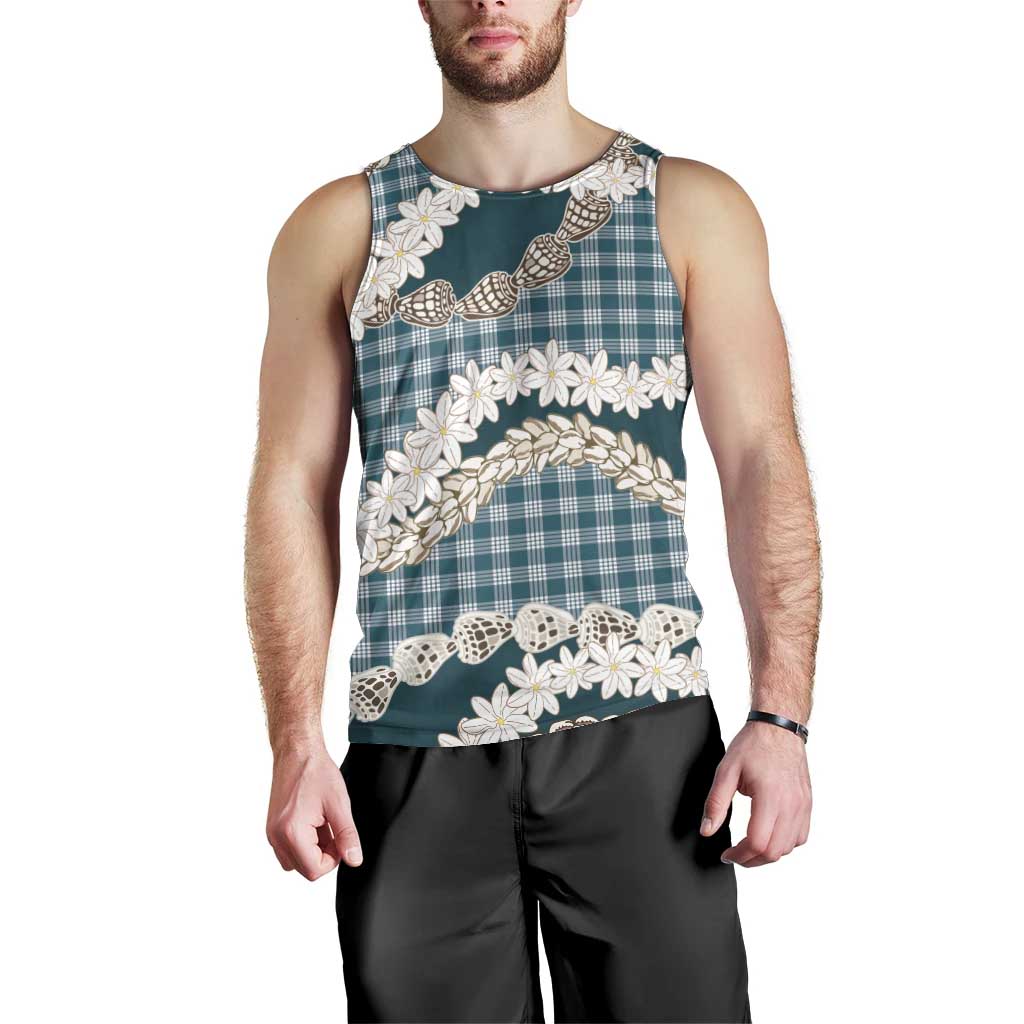 Dark Cyan Hawaii Tiare and Shell Lei Men Tank Top Hawaiian Palaka Luxury Vibes LT14 - Polynesian Pride