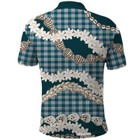 Dark Cyan Hawaii Tiare and Shell Lei Polo Shirt Hawaiian Palaka Luxury Vibes - Polynesian Pride