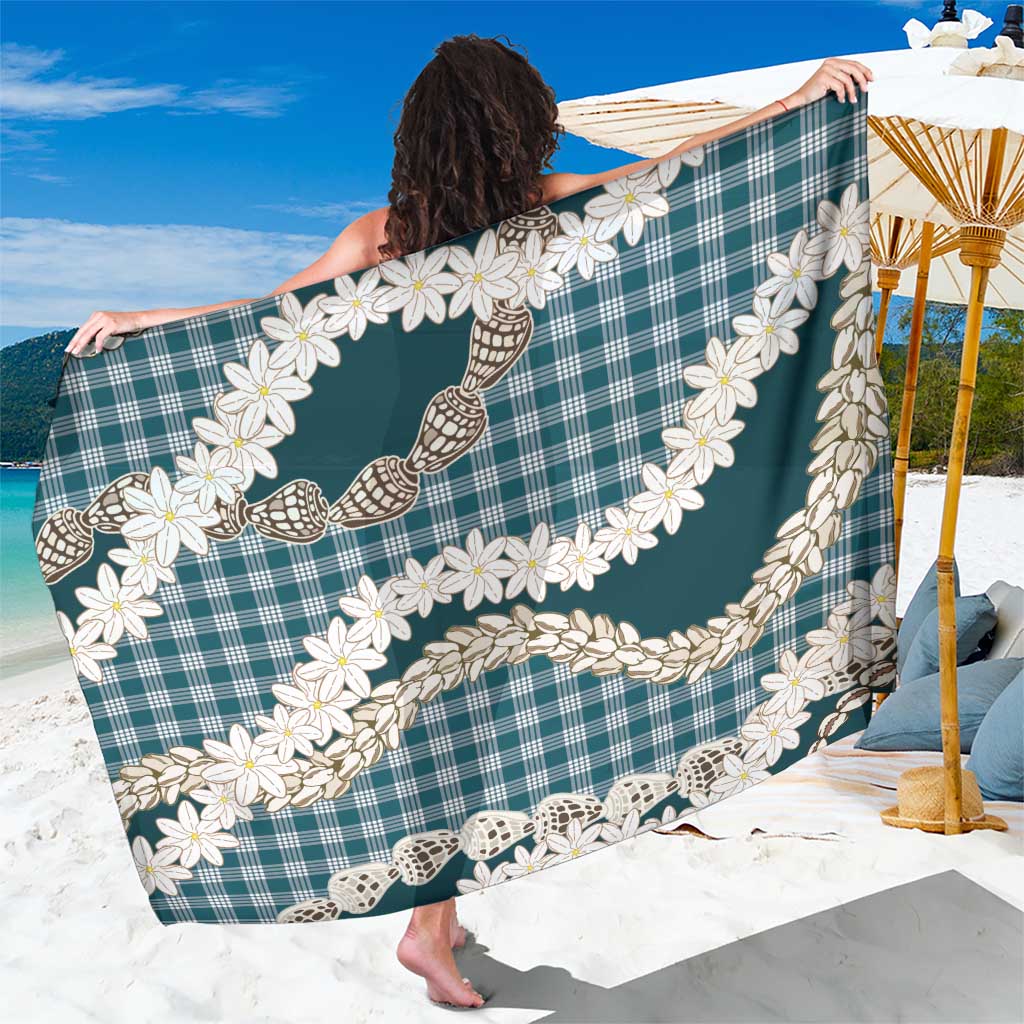 Dark Cyan Hawaii Tiare and Shell Lei Sarong Hawaiian Palaka Luxury Vibes - Polynesian Pride