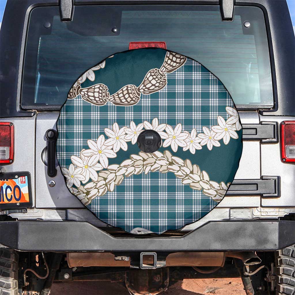 Dark Cyan Hawaii Tiare and Shell Lei Spare Tire Cover Hawaiian Palaka Luxury Vibes LT14 Dark Cyan - Polynesian Pride