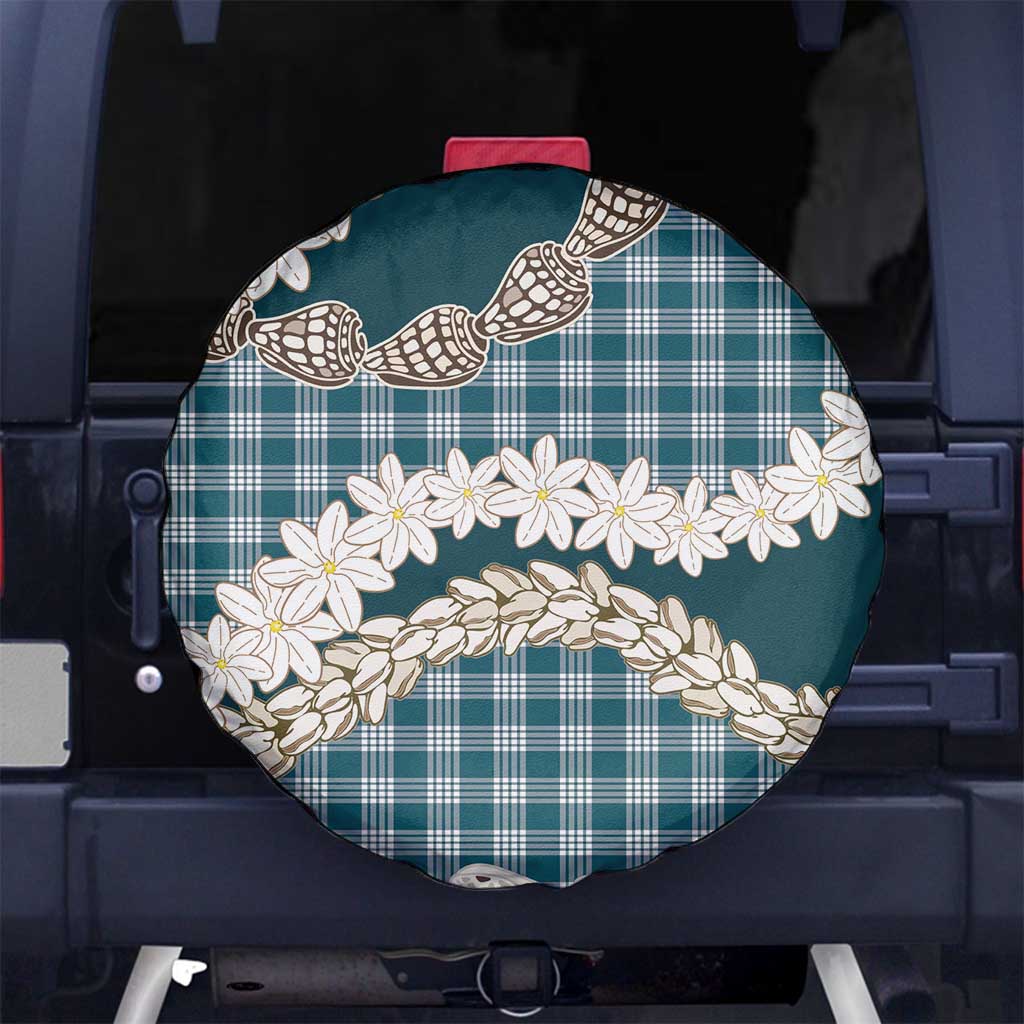 Dark Cyan Hawaii Tiare and Shell Lei Spare Tire Cover Hawaiian Palaka Luxury Vibes LT14 No hole Dark Cyan - Polynesian Pride