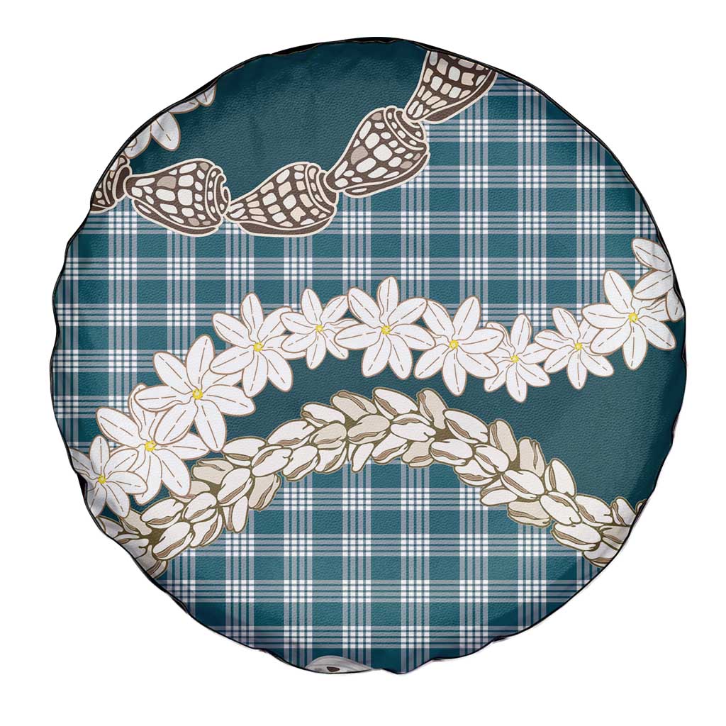 Dark Cyan Hawaii Tiare and Shell Lei Spare Tire Cover Hawaiian Palaka Luxury Vibes LT14 - Polynesian Pride
