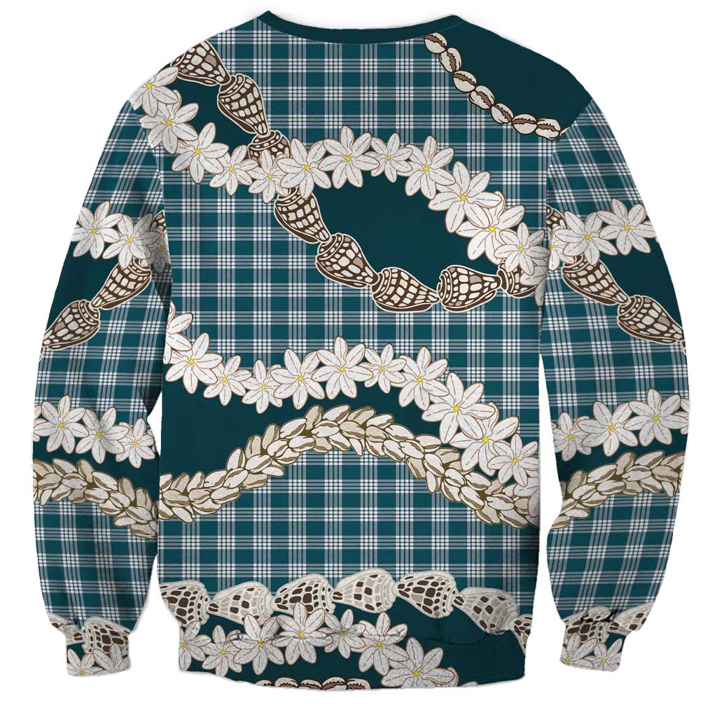 Dark Cyan Hawaii Tiare and Shell Lei Sweatshirt Hawaiian Palaka Luxury Vibes - Polynesian Pride