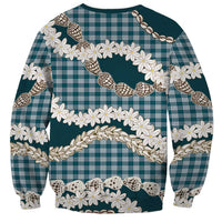 Dark Cyan Hawaii Tiare and Shell Lei Sweatshirt Hawaiian Palaka Luxury Vibes - Polynesian Pride