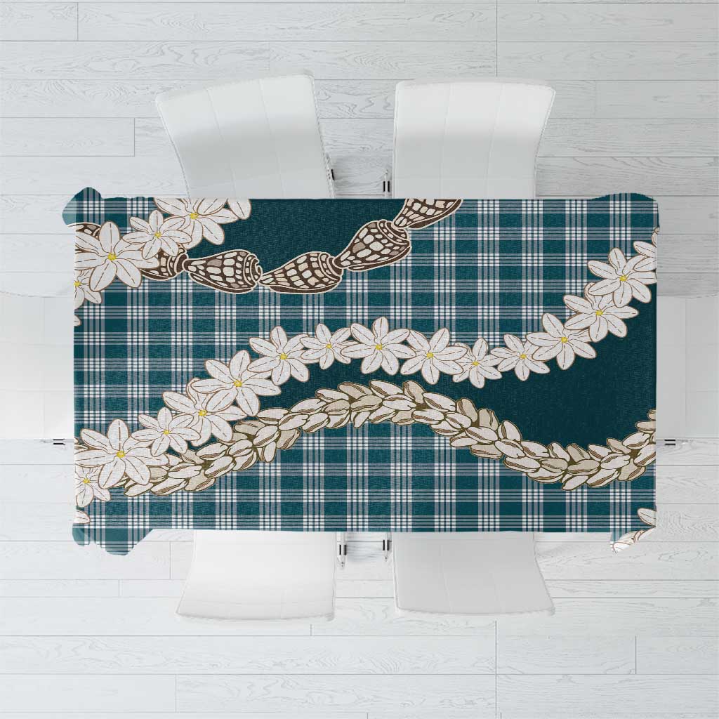 Dark Cyan Hawaii Tiare and Shell Lei Tablecloth Hawaiian Palaka Luxury Vibes - Polynesian Pride