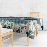 Dark Cyan Hawaii Tiare and Shell Lei Tablecloth Hawaiian Palaka Luxury Vibes - Polynesian Pride