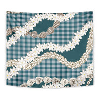 Dark Cyan Hawaii Tiare and Shell Lei Tapestry Hawaiian Palaka Luxury Vibes - Polynesian Pride