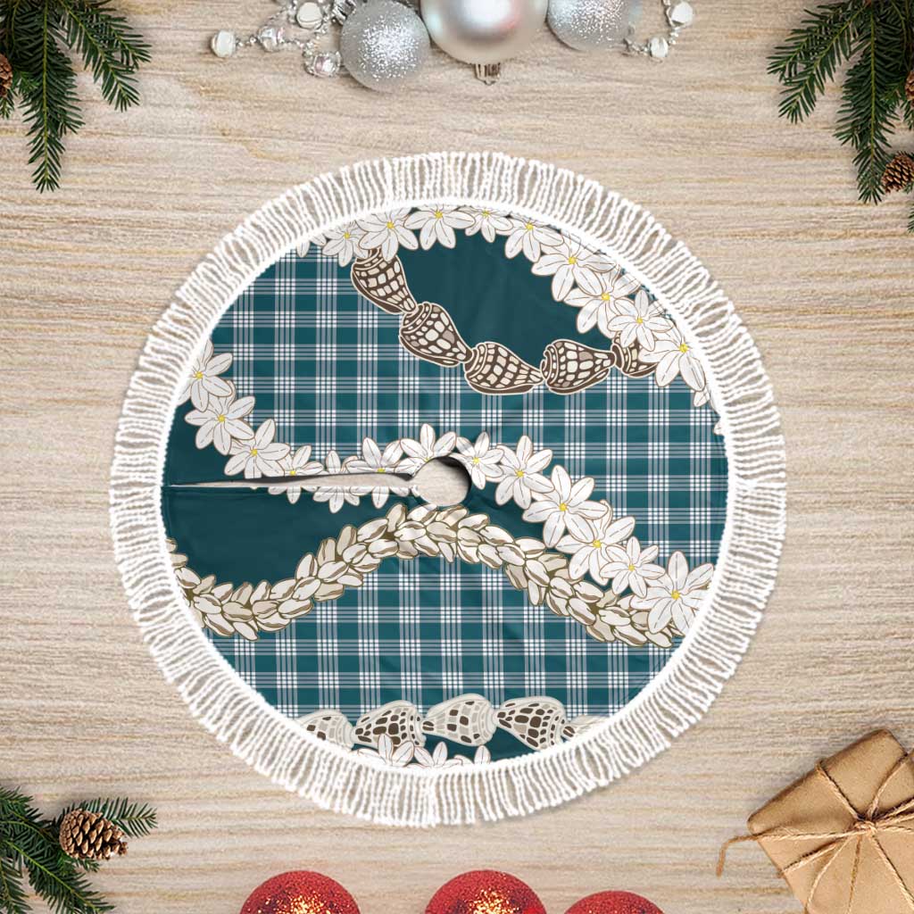 Dark Cyan Hawaii Tiare and Shell Lei Tree Skirt Hawaiian Palaka Luxury Vibes - Polynesian Pride