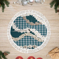 Dark Cyan Hawaii Tiare and Shell Lei Tree Skirt Hawaiian Palaka Luxury Vibes - Polynesian Pride