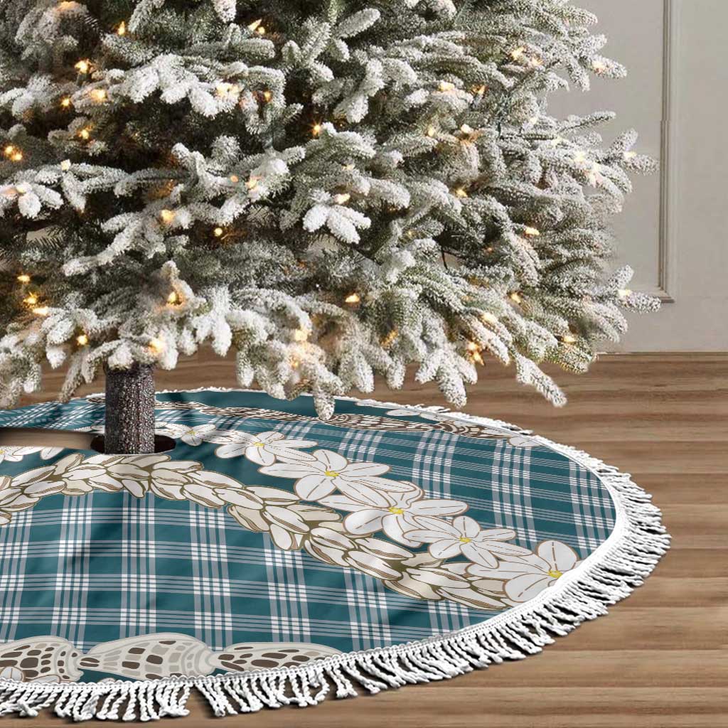 Dark Cyan Hawaii Tiare and Shell Lei Tree Skirt Hawaiian Palaka Luxury Vibes - Polynesian Pride
