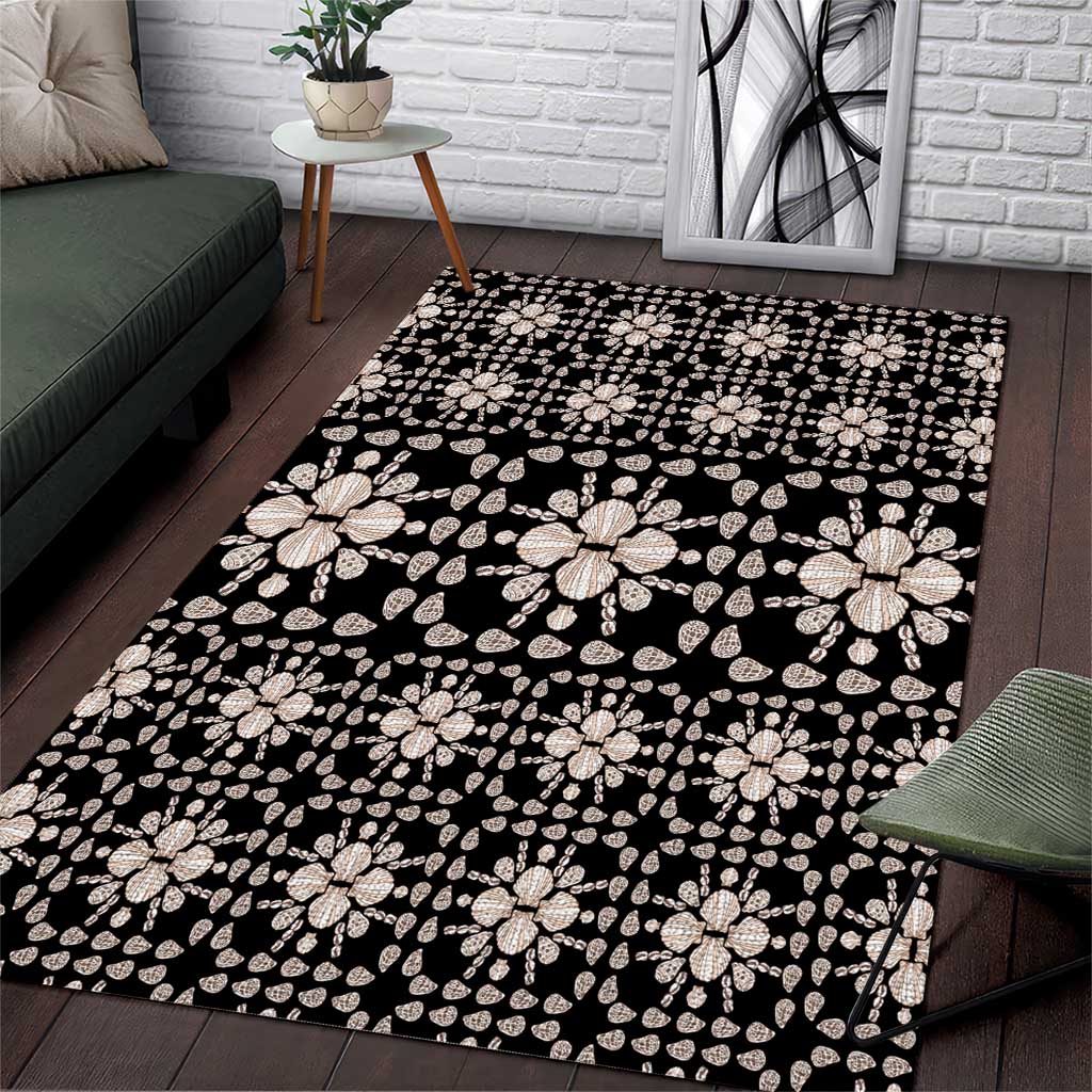 Aloha Hawaii Shell Quilt Area Rug Seamless Style LT14 Black - Polynesian Pride