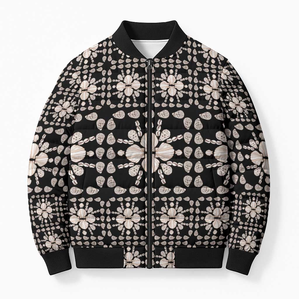Aloha Hawaii Shell Quilt Bomber Puffer Jacket Seamless Style LT14 Unisex Black - Polynesian Pride