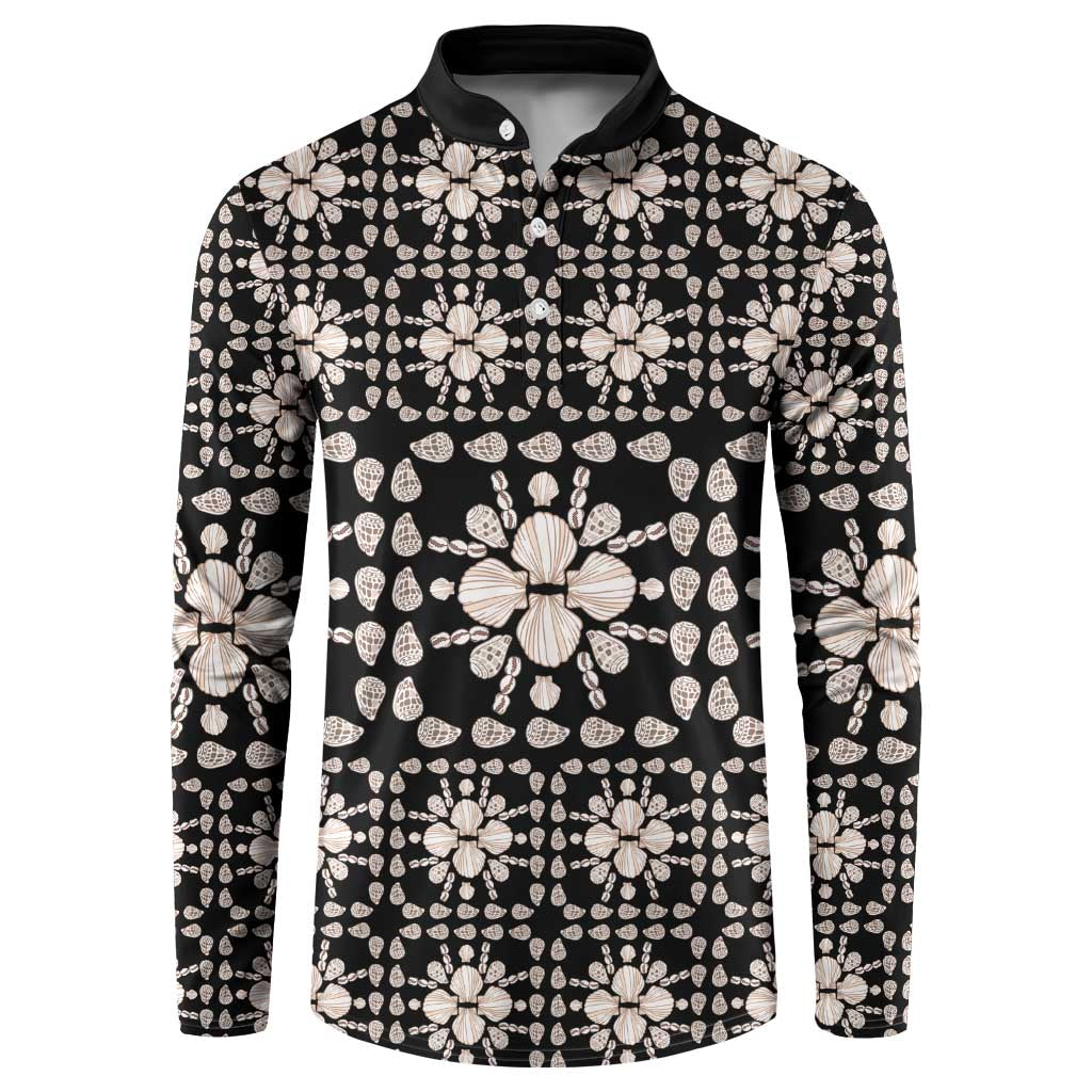 Aloha Hawaii Shell Quilt Button Sweatshirt Seamless Style LT14 Black - Polynesian Pride