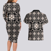 Aloha Hawaii Shell Quilt Couples Matching Long Sleeve Bodycon Dress and Hawaiian Shirt Seamless Style - Polynesian Pride