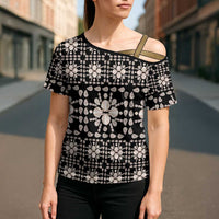 Aloha Hawaii Shell Quilt Cross Shoulder Shirt Seamless Style - Polynesian Pride