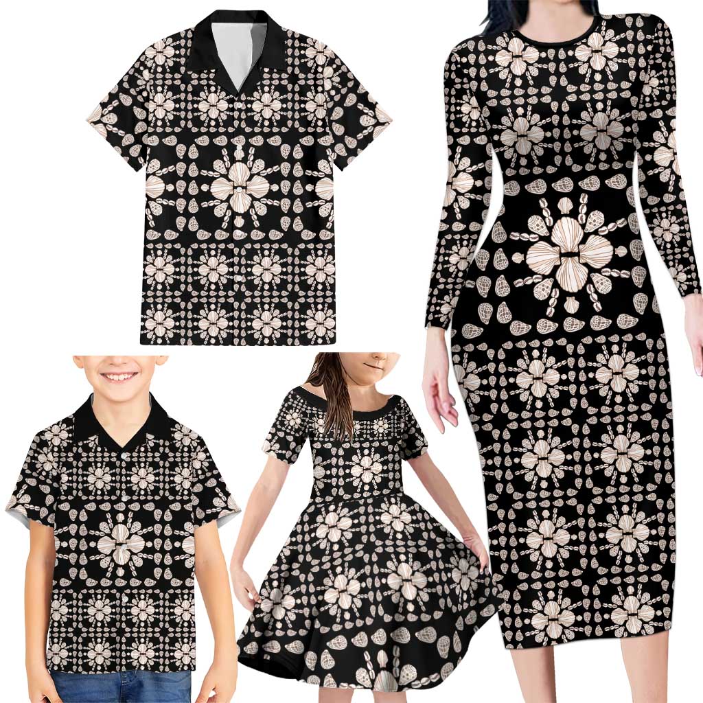 Aloha Hawaii Shell Quilt Family Matching Long Sleeve Bodycon Dress and Hawaiian Shirt Seamless Style LT14 - Polynesian Pride