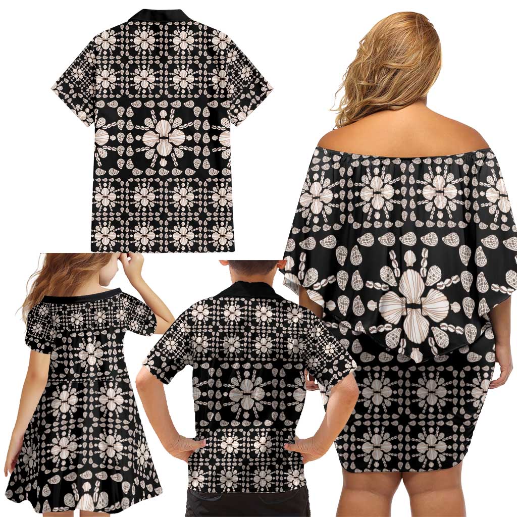 Aloha Hawaii Shell Quilt Family Matching Off Shoulder Short Dress and Hawaiian Shirt Seamless Style - Polynesian Pride