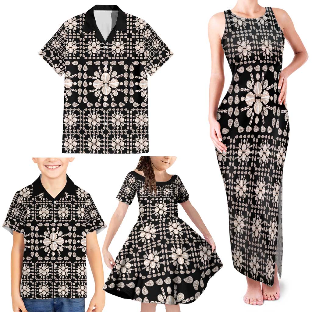 Aloha Hawaii Shell Quilt Family Matching Tank Maxi Dress and Hawaiian Shirt Seamless Style - Polynesian Pride