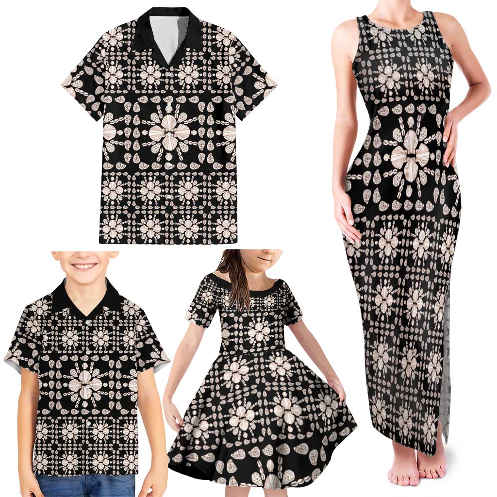 Aloha Hawaii Shell Quilt Family Matching Tank Maxi Dress and Hawaiian Shirt Seamless Style LT14 - Polynesian Pride