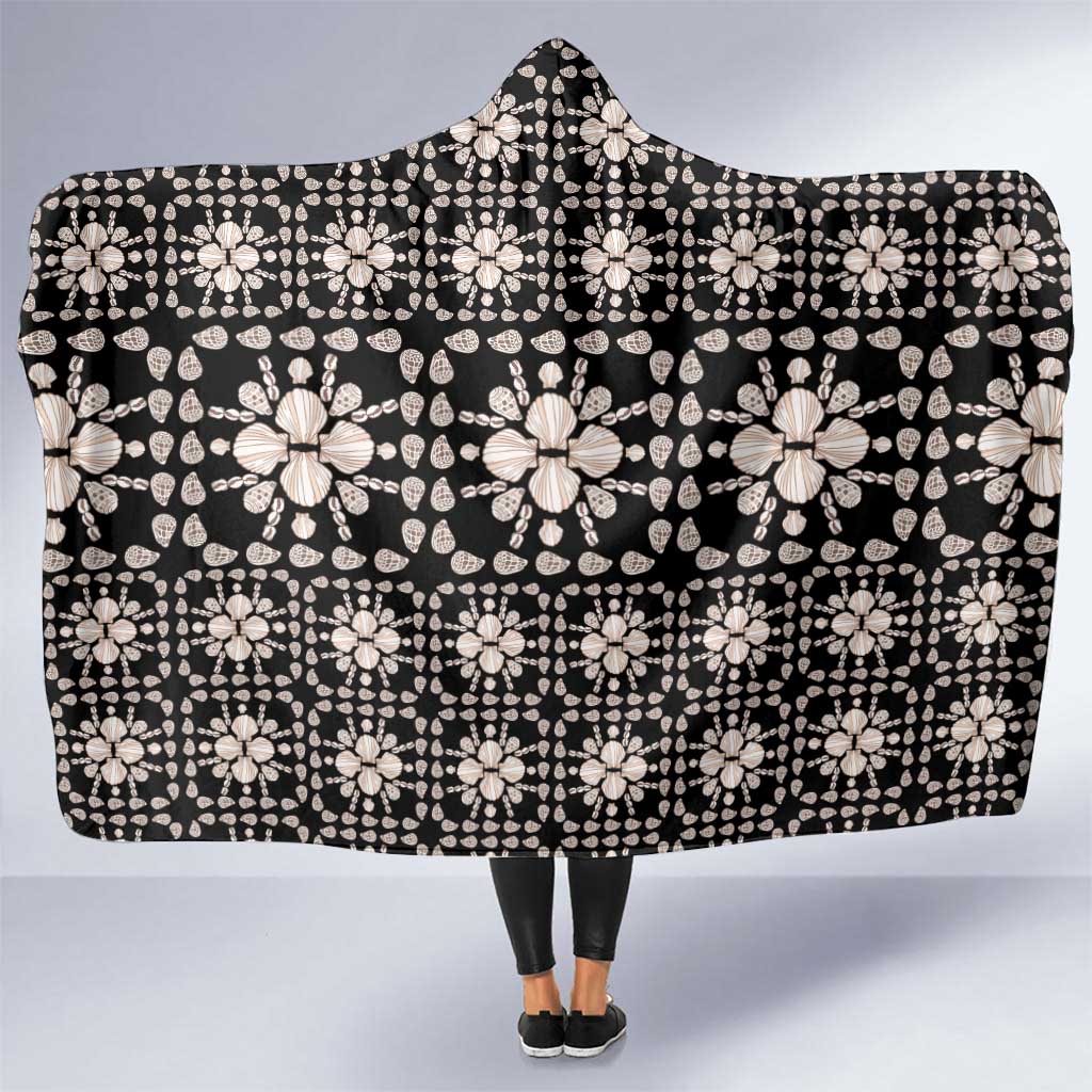 Aloha Hawaii Shell Quilt Hooded Blanket Seamless Style LT14 One Size Black - Polynesian Pride
