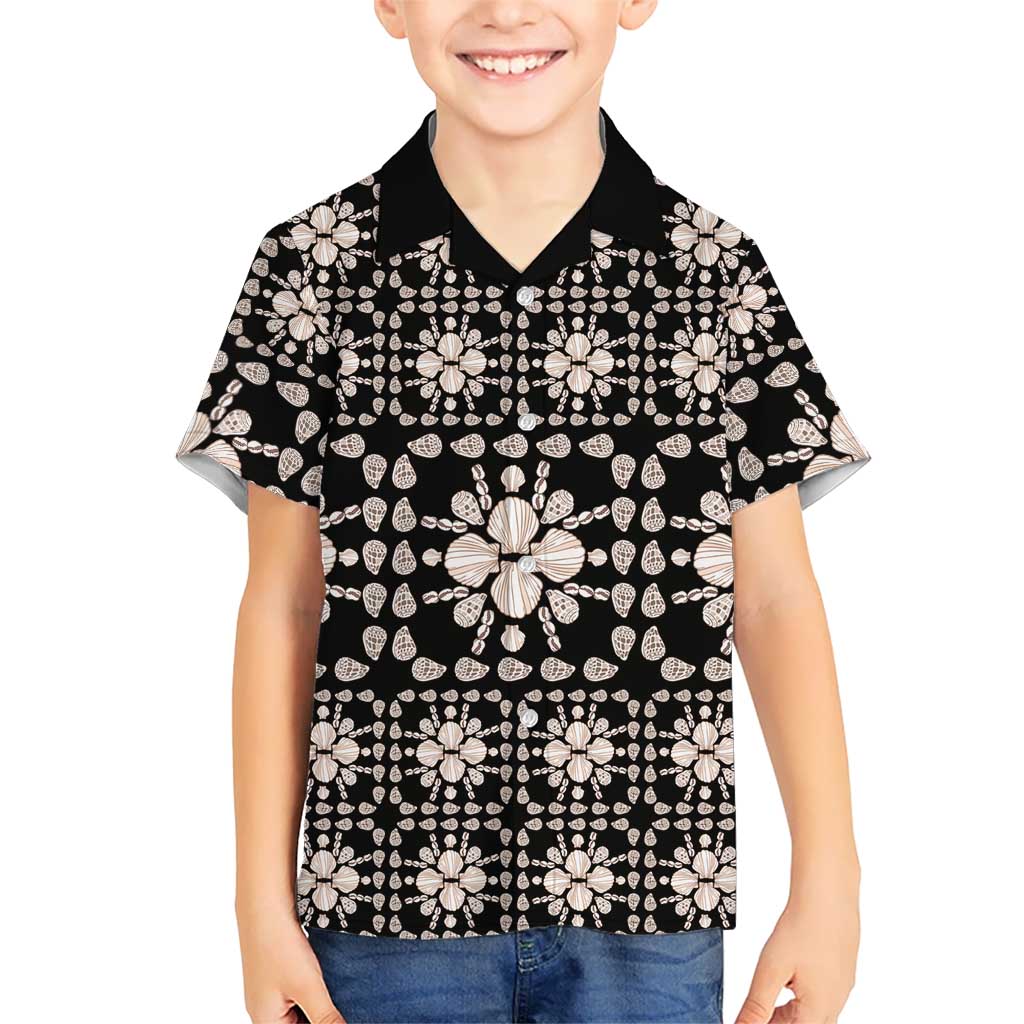 Aloha Hawaii Shell Quilt Kid Hawaiian Shirt Seamless Style LT14 Kid Black - Polynesian Pride