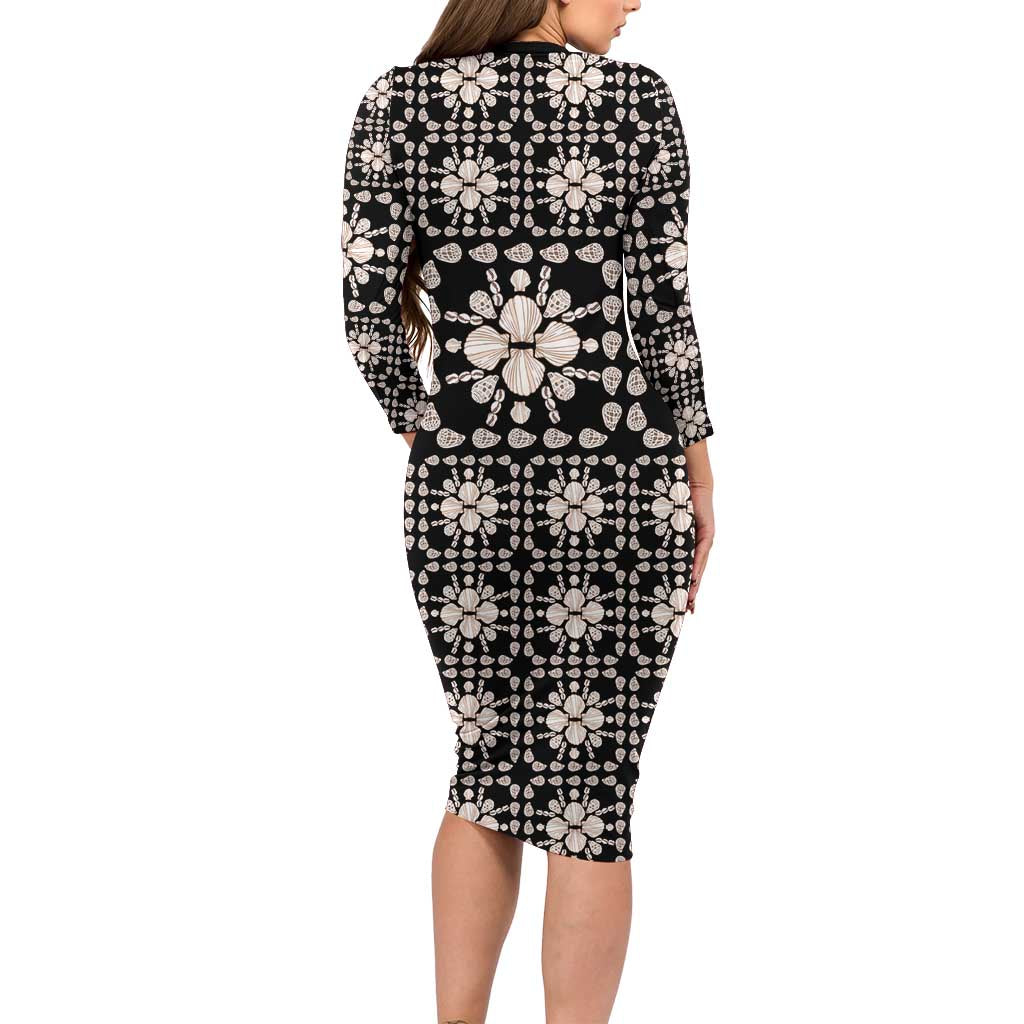 Aloha Hawaii Shell Quilt Long Sleeve Bodycon Dress Seamless Style LT14 - Polynesian Pride