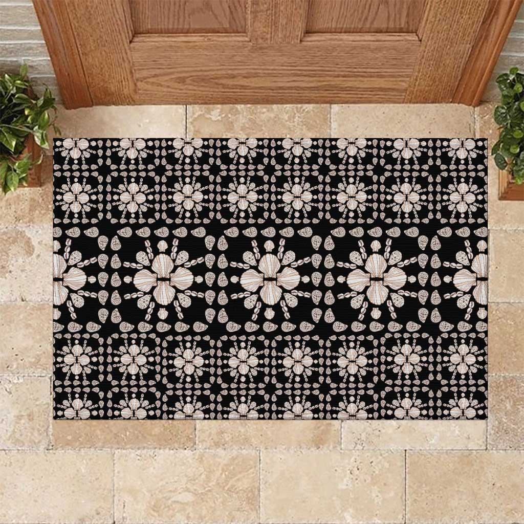 Aloha Hawaii Shell Quilt Rubber Doormat Seamless Style LT14 Black - Polynesian Pride