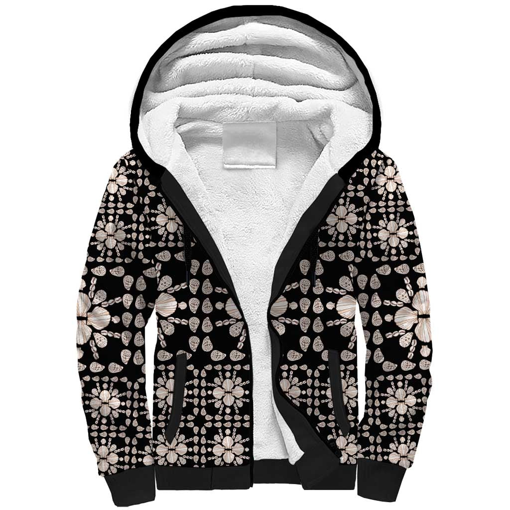Aloha Hawaii Shell Quilt Sherpa Hoodie Seamless Style LT14 Unisex Black - Polynesian Pride