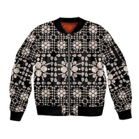 Aloha Hawaii Shell Quilt Sleeve Zip Bomber Jacket Seamless Style LT14 Unisex Black - Polynesian Pride