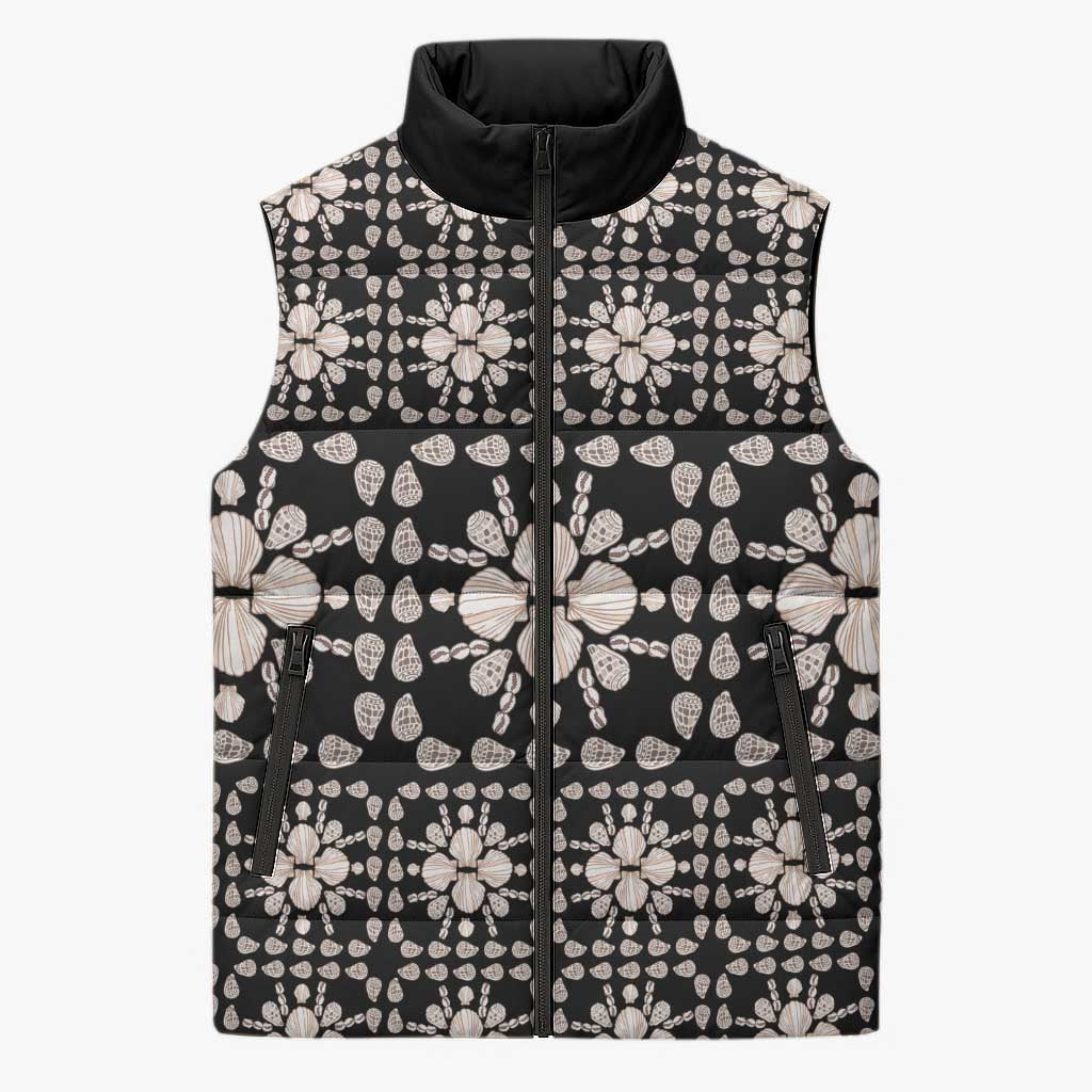Aloha Hawaii Shell Quilt Sleeveless Puffer Jacket Seamless Style LT14 Unisex Black - Polynesian Pride