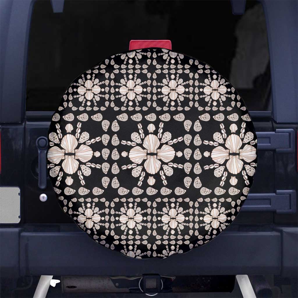 Aloha Hawaii Shell Quilt Spare Tire Cover Seamless Style LT14 No hole Black - Polynesian Pride