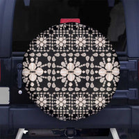 Aloha Hawaii Shell Quilt Spare Tire Cover Seamless Style LT14 No hole Black - Polynesian Pride