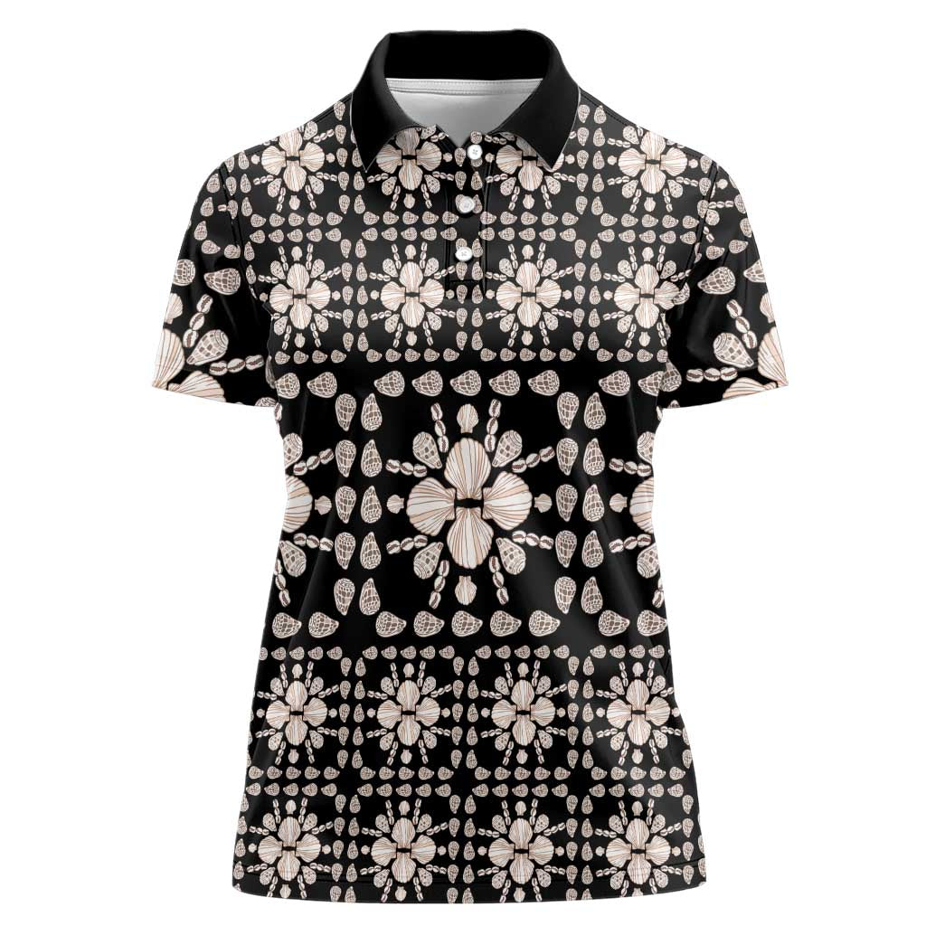 Aloha Hawaii Shell Quilt Women Polo Shirt Seamless Style LT14 Female Black - Polynesian Pride
