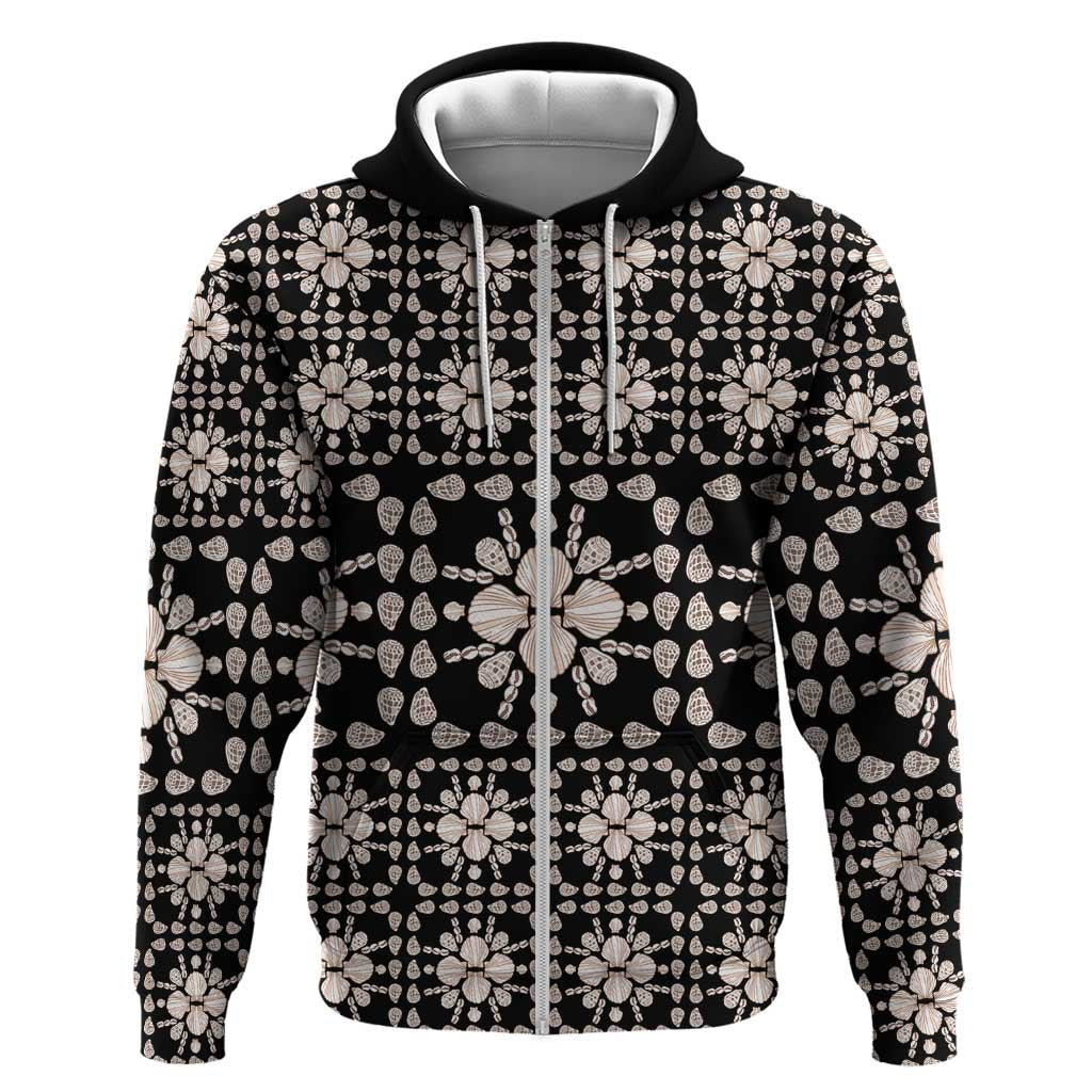 Aloha Hawaii Shell Quilt Zip Hoodie Seamless Style LT14 Zip Hoodie Black - Polynesian Pride