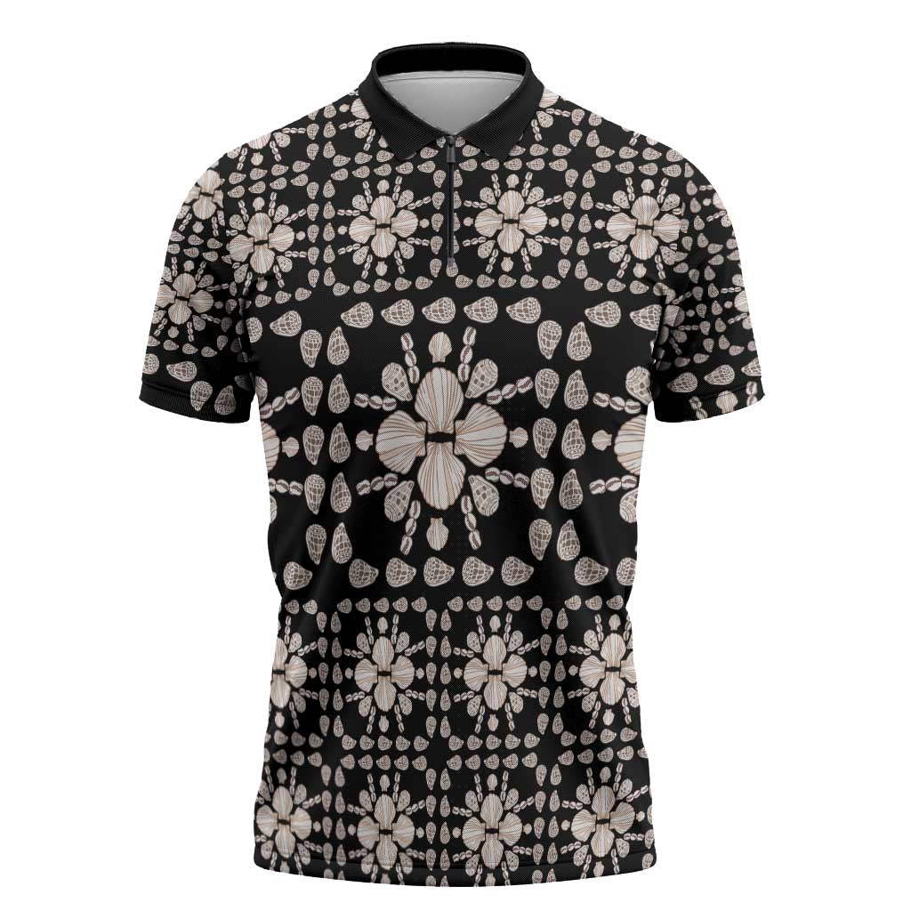 Aloha Hawaii Shell Quilt Zipper Polo Shirt Seamless Style - Polynesian Pride