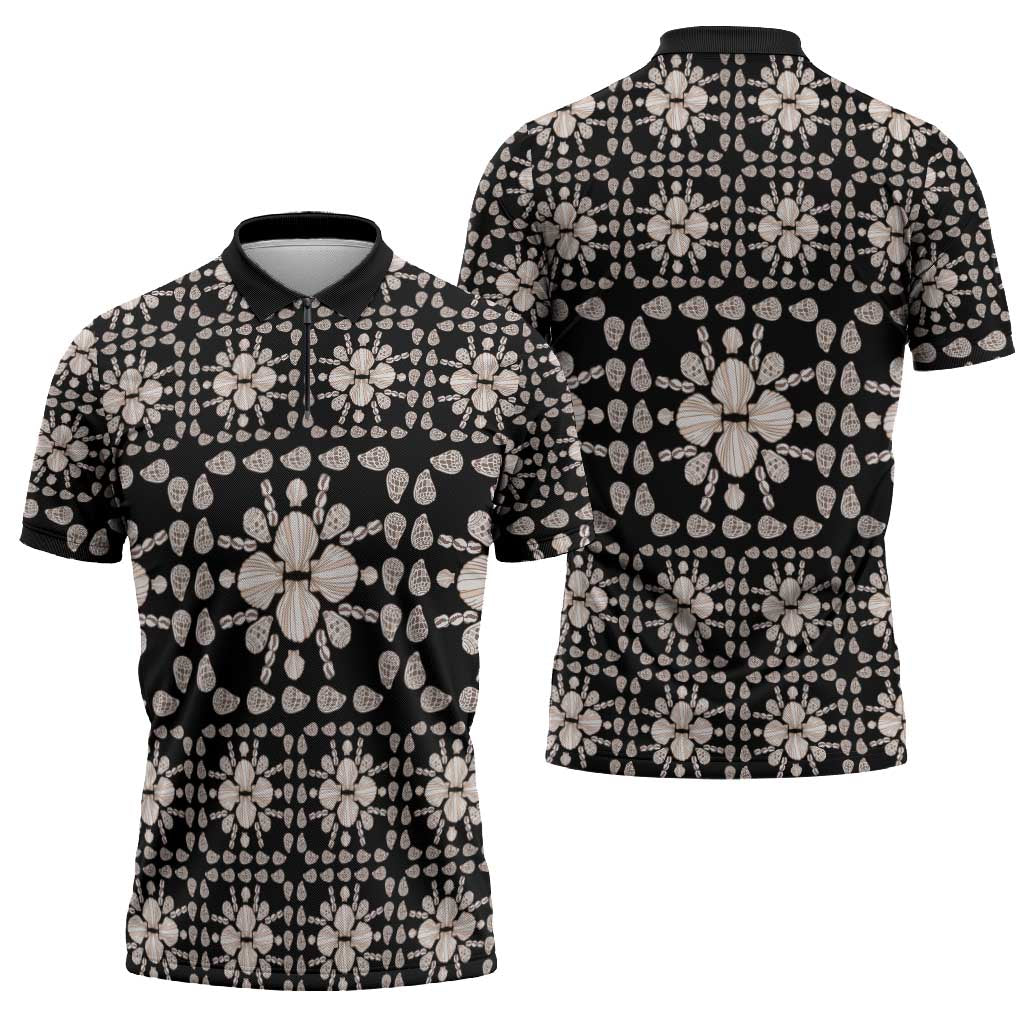 Aloha Hawaii Shell Quilt Zipper Polo Shirt Seamless Style - Polynesian Pride