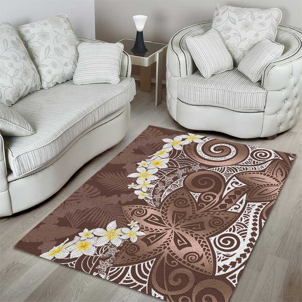 Mocha Mousse Polynesian Tribal Frangipani Tropical Vibe Area Rug