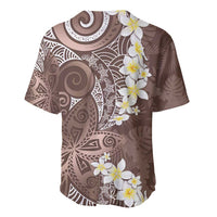 Mocha Mousse Polynesian Tribal Frangipani Tropical Vibe Baseball Jersey