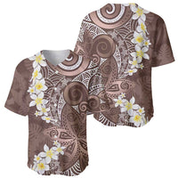 Mocha Mousse Polynesian Tribal Frangipani Tropical Vibe Baseball Jersey