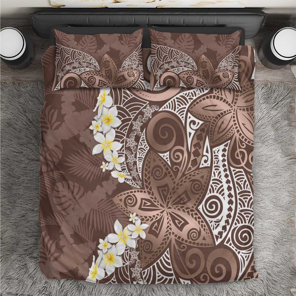 Mocha Mousse Polynesian Tribal Frangipani Tropical Vibe Bedding Set LT14 Mocha Mousse - Polynesian Pride