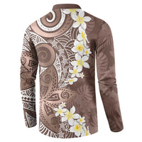 Mocha Mousse Polynesian Tribal Frangipani Tropical Vibe Button Sweatshirt
