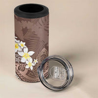 Mocha Mousse Polynesian Tribal Frangipani Tropical Vibe 4 in 1 Can Cooler Tumbler