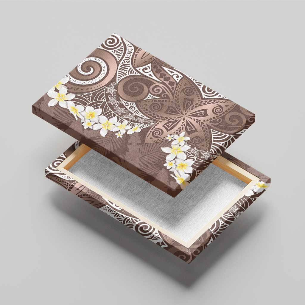 Mocha Mousse Polynesian Tribal Frangipani Tropical Vibe Canvas Wall Art