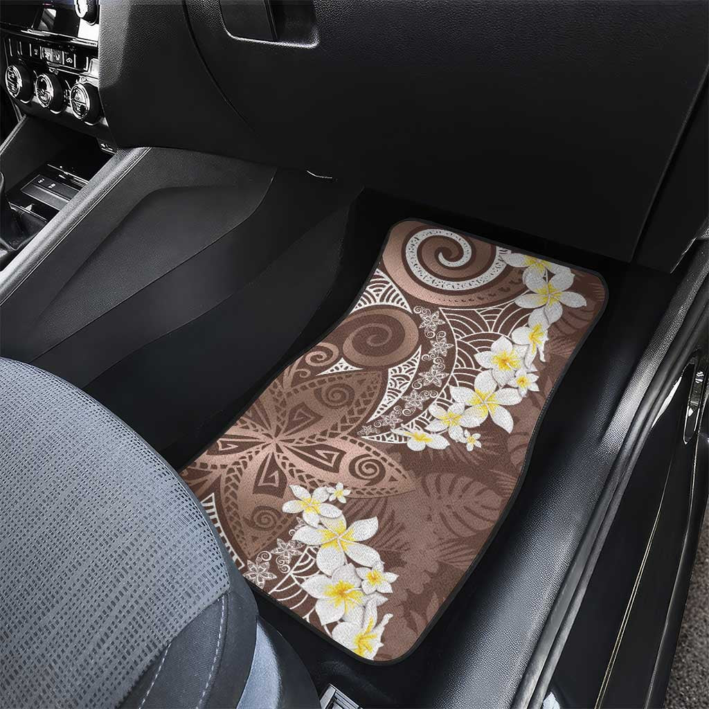 Mocha Mousse Polynesian Tribal Frangipani Tropical Vibe Car Mats