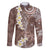 Mocha Mousse Polynesian Tribal Frangipani Tropical Vibe Family Matching Off The Shoulder Long Sleeve Dress and Hawaiian Shirt
