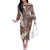 Mocha Mousse Polynesian Tribal Frangipani Tropical Vibe Family Matching Off The Shoulder Long Sleeve Dress and Hawaiian Shirt