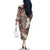 Mocha Mousse Polynesian Tribal Frangipani Tropical Vibe Family Matching Off The Shoulder Long Sleeve Dress and Hawaiian Shirt