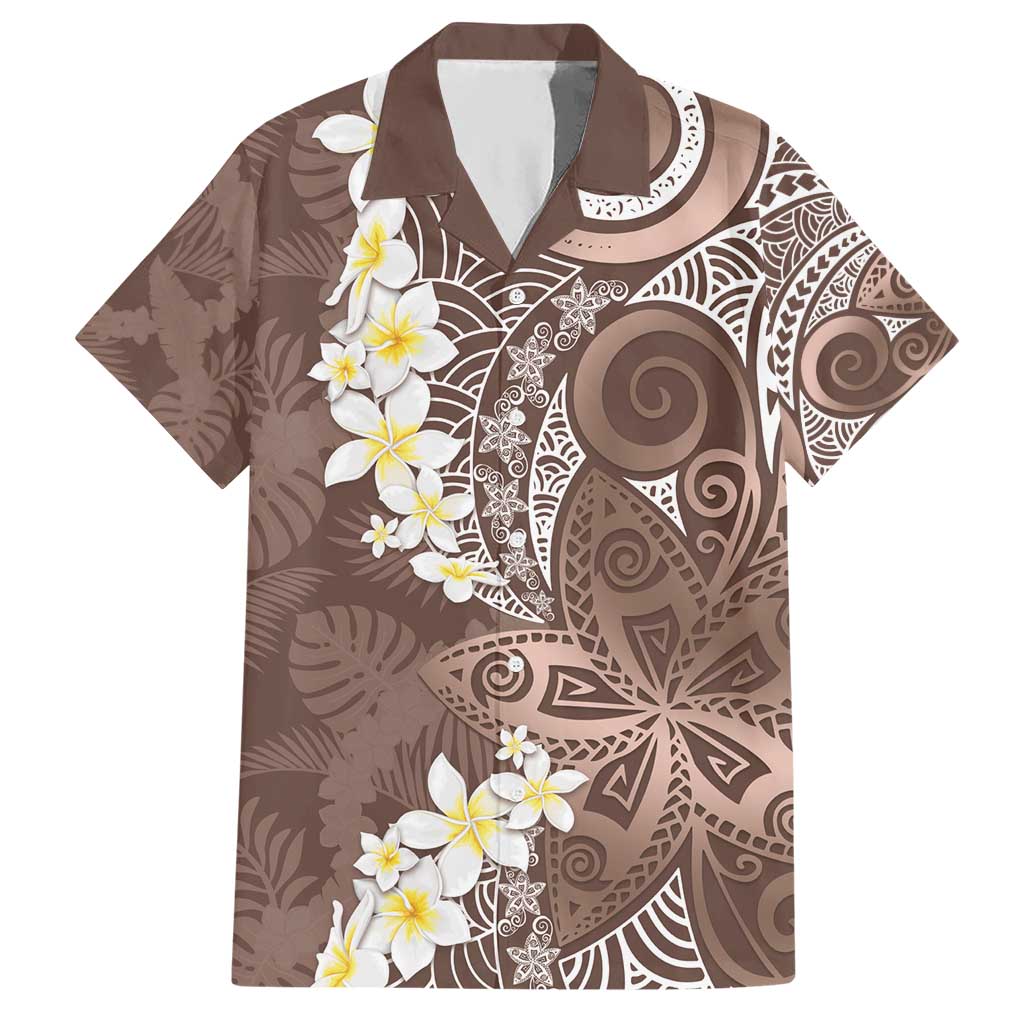 Mocha Mousse Polynesian Tribal Frangipani Tropical Vibe Hawaiian Shirt