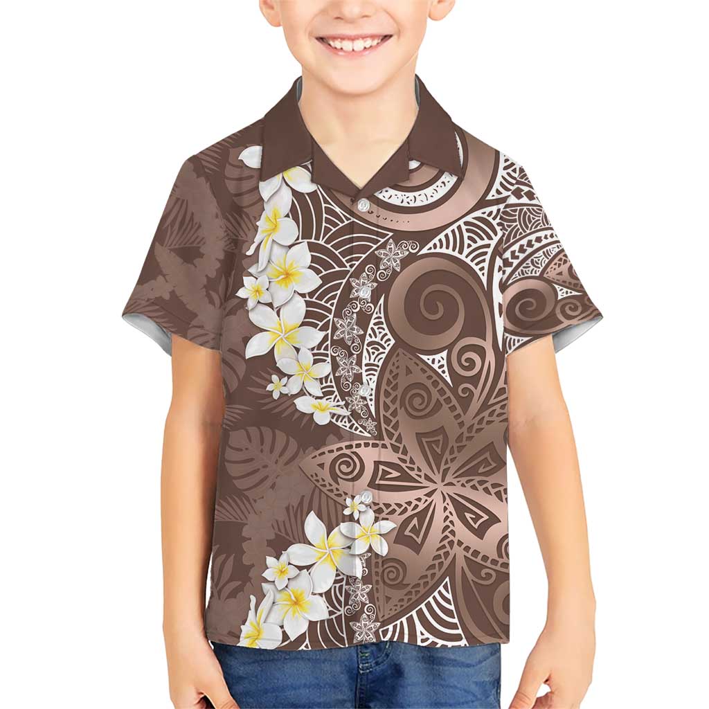 Mocha Mousse Polynesian Tribal Frangipani Tropical Vibe Hawaiian Shirt
