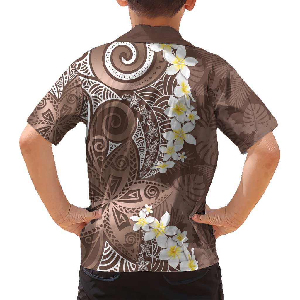 Mocha Mousse Polynesian Tribal Frangipani Tropical Vibe Hawaiian Shirt